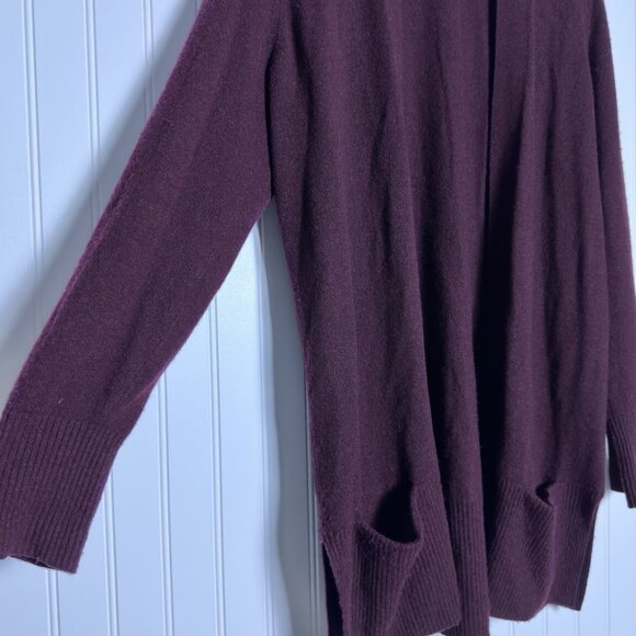 L.L.Bean Women's Blue 100% Cashmere Open Cardigan Sweater Size Large - Picture 7 of 11